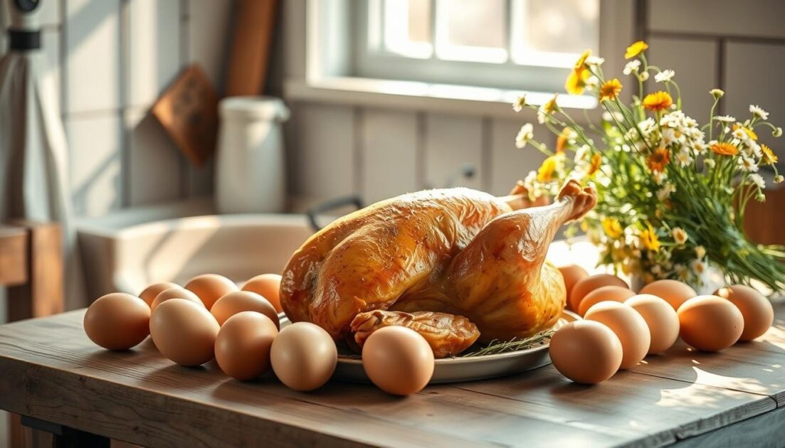 chicken and eggs